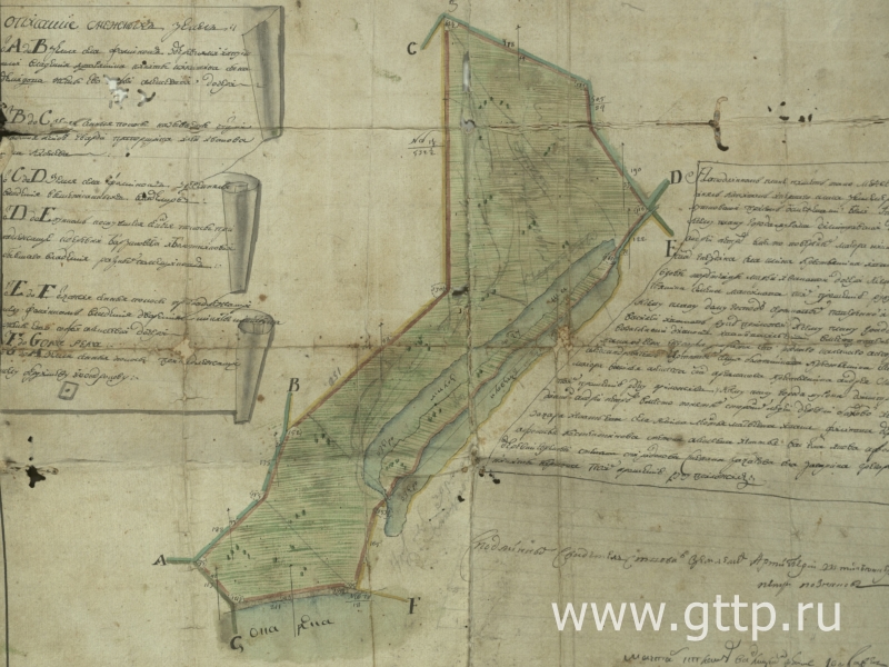 Карта сенных покосов села Чудь 1771 года. Документ ГАВО, фото Галины Филимоновой. 