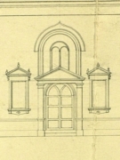 План, фасад и разрез на постройку колокольни в селе Паново-Леонтьево, документ ЦАНО, фрагмент