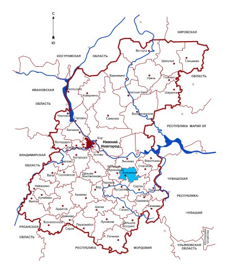 Карта княгининского района нижегородской области с населенными пунктами