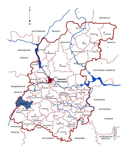 Карта навашинского района нижегородской области с населенными пунктами