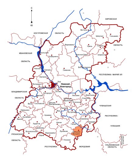 Карта расстояний нижегородской области