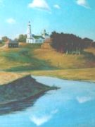 Село Хмелевицы 1930-х годов, фрагмент картины С.Козырева, х/м, 2002 год